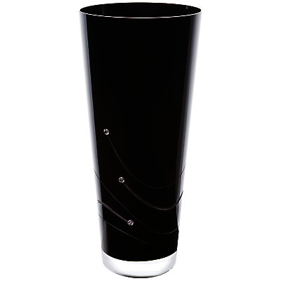 Dartington Crystal Glitz Noir Vase, Medium, Black